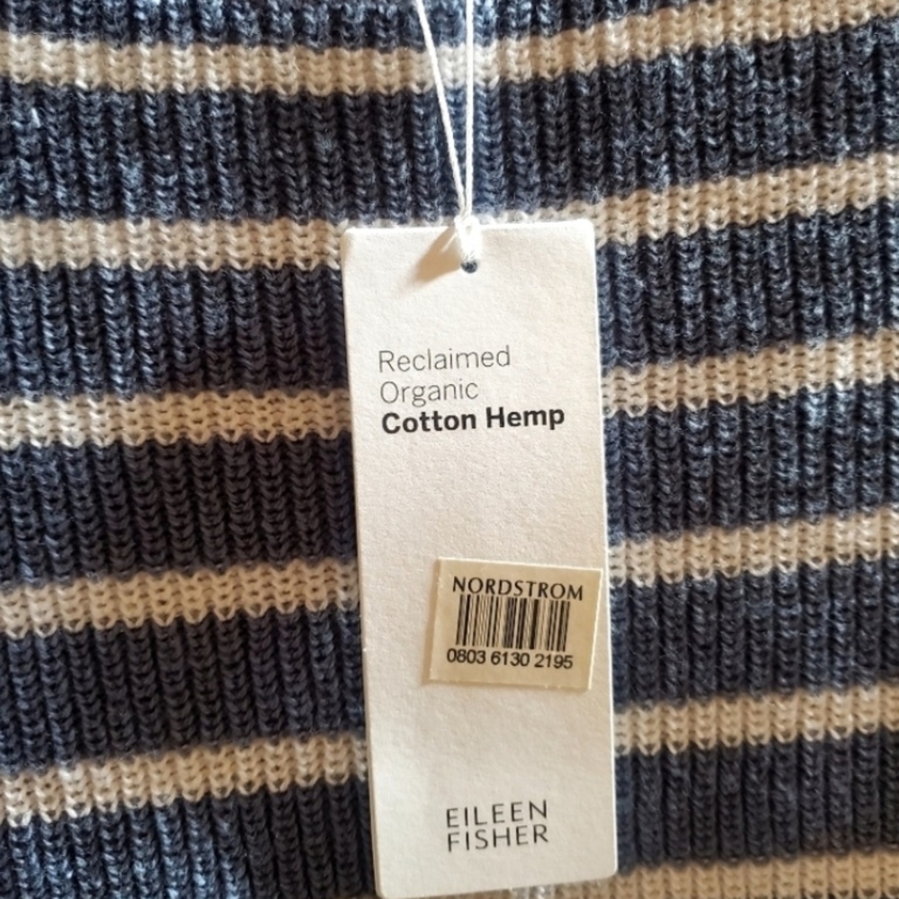 Eileen Fisher Nwt Blue and White Striped Sweater - Picture 4 of 7
